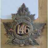 Canada - 146th Infantry Battalion Cap Badge - Copper KC