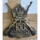 Canada - 150th Infantry Battalion (50th Carabineers) Cap Badge - Oxidised Bronze KC