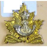 Canada- Royal Hamilton Light Infantry Cap Badge -(Wentworth Regiment) - brass, KC