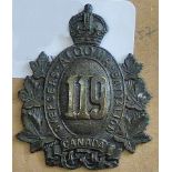 Canada - 119th Infantry Battalion (The Algoma BN) Cap Badge, Bronze KC