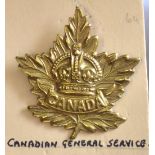 Canada - Canadian General Service Cap Badge - Brass KC