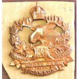 Canada - 22nd Infantry Battalion (Canadian Francais) Officers Cap Badge, Bronze KC