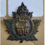 Canada - 105th Infantry Battalion (Prince Edward Island Highlanders) Cap Badge, Bronzed Copper KC