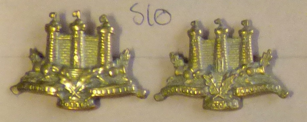 British Pre-WWI The King's Own Scottish Borderers Officers Collar Badges (Brass, lugs)