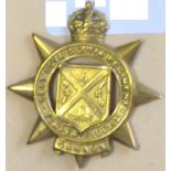 Canada - West Nova Scotia Regiment Cap Badge - Brass, KC, Arms at centre