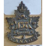 Canada - 137th Infantry Battalion Cap Badge - Copper KC