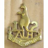 Australian - 12th Light Horse regiment Cap Badge1915 - Brass