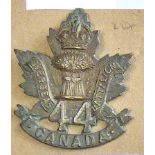 Canada - 44th Infantry Battalion Cap Badge - Copper KC