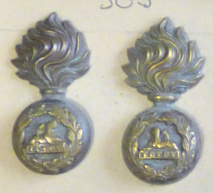 British WWI Lancashire Fusiliers Officers Collar Badges, Other ranks variant (Brass, lugs)