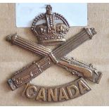 Canada - 3rd Canadian Machine Gun Battalion Cap Badge - Bronze KC