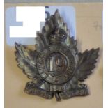 Canada - 19th Lincoln Regiment Officers Cap Badge - Bronze KC