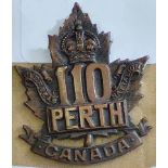 Canada - 110th Infantry Battalion Cap Badge - Copper KC