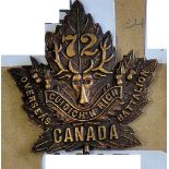 Canada - 72nd Infantry Battalion (Seaforth Overseas) Cap Badge, Bronzed