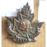 Canada - 24th Infantry Battalion (Victoria Rifles) Officers Cap Badge, Bronzed KC