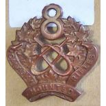 Canada - 8th Regiment Canadian Mounted Rifles Cap Badge - Copper Brass