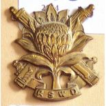 South Africa - Regiment South Western Astriot - Machine Gun/R.S.W.D. - Brass