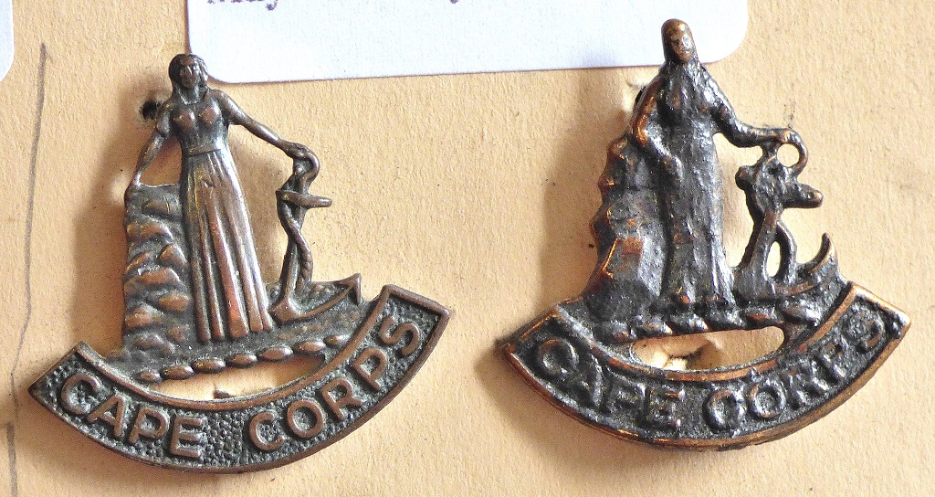 South Africa - Cape Corps - Collar Badge pair blackened brass(2)