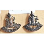 South Africa - Cape Corps - Collar Badge pair blackened brass(2)