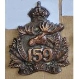 Canada - 159th Infantry battalion (The 1st Algon Quins) Cap Badge, Copper KC