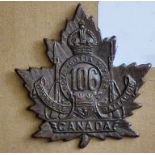 Canada - 106th Infantry Battalion (The Nova Scotia Rifles) Cap Badge, Oxidised Copper KC