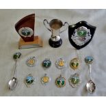 Cricket Medals and shields & Cup with (2) spoons