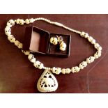 Necklace & Earings Bone -Elephants - very good condition