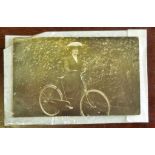 Early RP card - a young lady with his bicycle - suffrages - with a very imposing hat