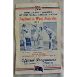 World's First Women's International Cricket Match-England V West Australia 1934-Official programme