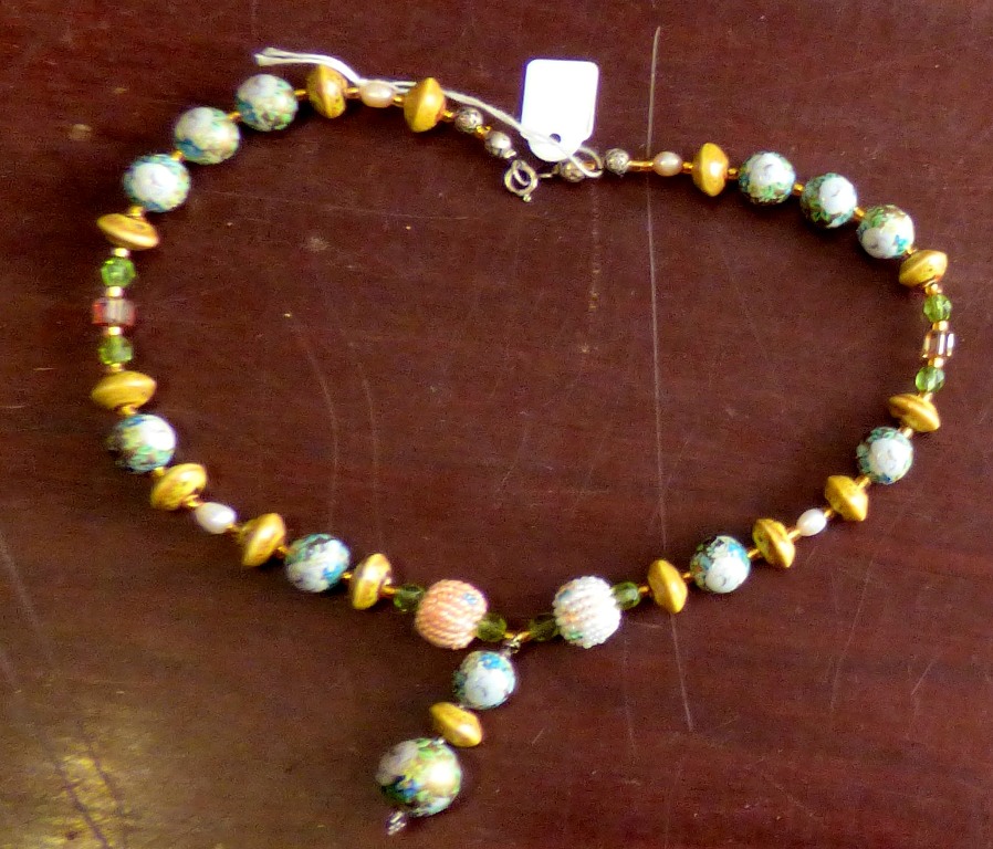 Necklace - Pink, Green and Blue beaded in good condition
