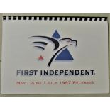 First Independent May/ June/ July 1997 releases. A4 size spiral bound booklet with flimsy paper