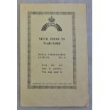 WWII Pamphlet 'Your Food in War Time' Public information Leaflet No. 4