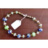 Necklace - Blue and Green beads with flower beautiful necklace - new