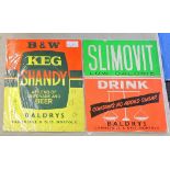 Advertising Boards(2)-size 12"x10" (1)-Slimovit low calorie Drink-Baldrts, Cambridge and Diss