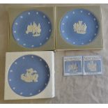 Wedgwood - American plates - blue and white (3)-Victory at York Town - The declaration signed-A