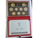 1989 Proof Set - Bill of Rights and Claim of Rights £2, Scottish £1 to 1p, Red leather case, PS44