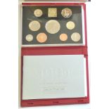 1999 Proof Set - Diana, Princess of Wales £5, Bimetallic Rugby £2, Scottish £1 to 1p, red leather