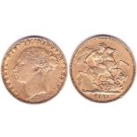 1873 Sovereign, S3857 Melbourne Mint, AVF