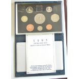 1993 Proof Set - Coronation £5, UK £1, 50p to 1p, PS122