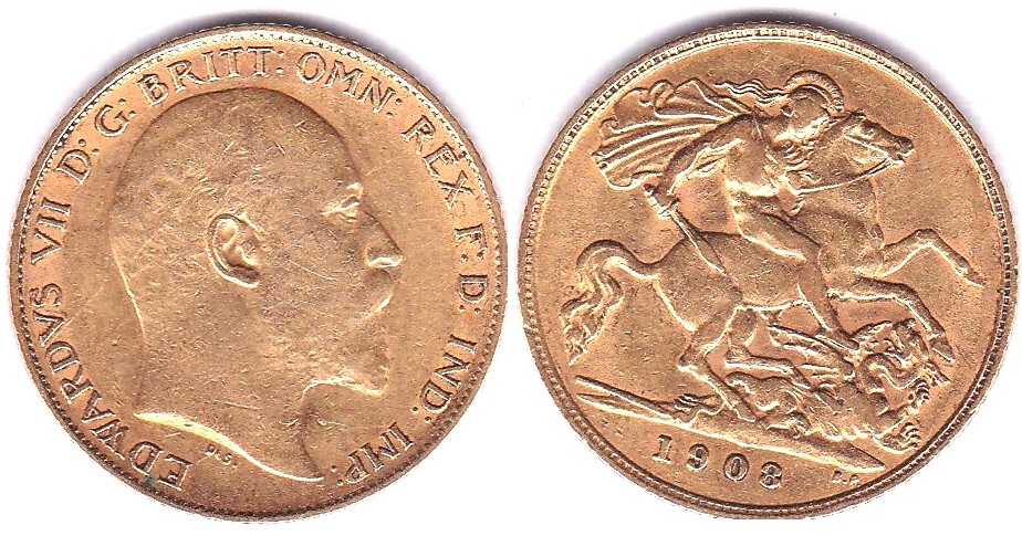 1908 Half Sovereign, GF