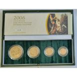 2006 Gold Proof Four Coin Sovereign Set, £5 to half sovereign, with certificate. Boxed, PGs46