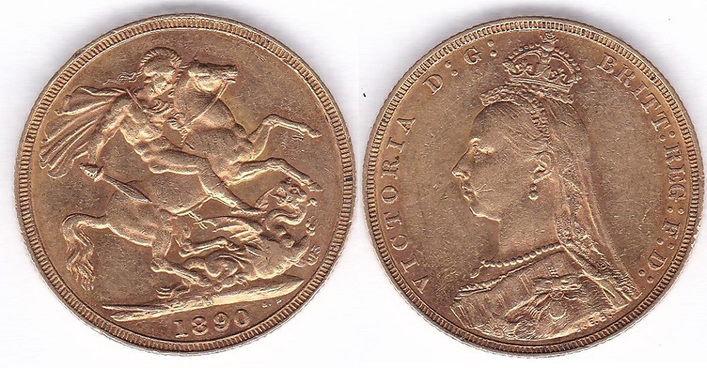 1890 Sovereign, Melbourne Mint, AVF, S3867B