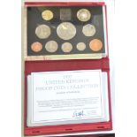 1997 Proof Set - Golden Wedding £5, Bimetallic £2, English £1 to 1p plus new smaller 50p in red