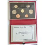 1988 Proof Set - Arms £1 to 1p red leather case, PS41