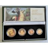 2007 Gold Proof Four Coin Sovereign Collection, £5 to half sovereign, with certificate. Boxed,