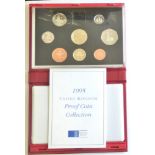 1995 Proof Set - Peace £2, Welsh £1 to 1p, red leather case, PS54