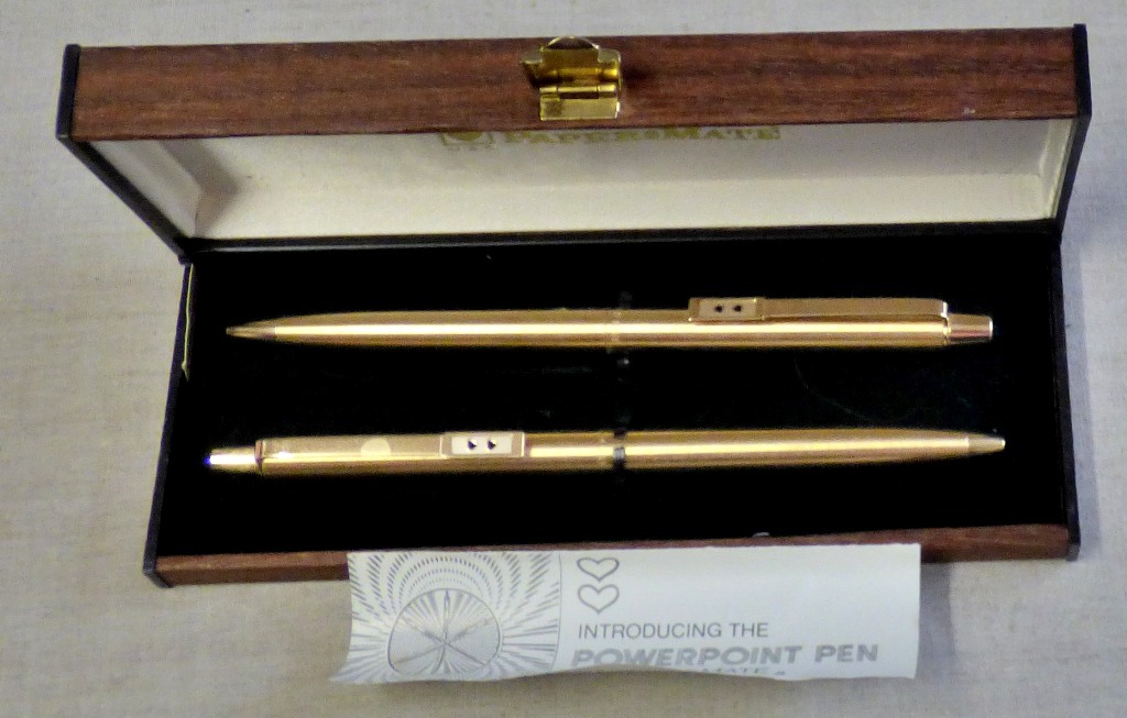 Paper Mate - Power pen and pencil-in original case, gold in colour-in working order-with