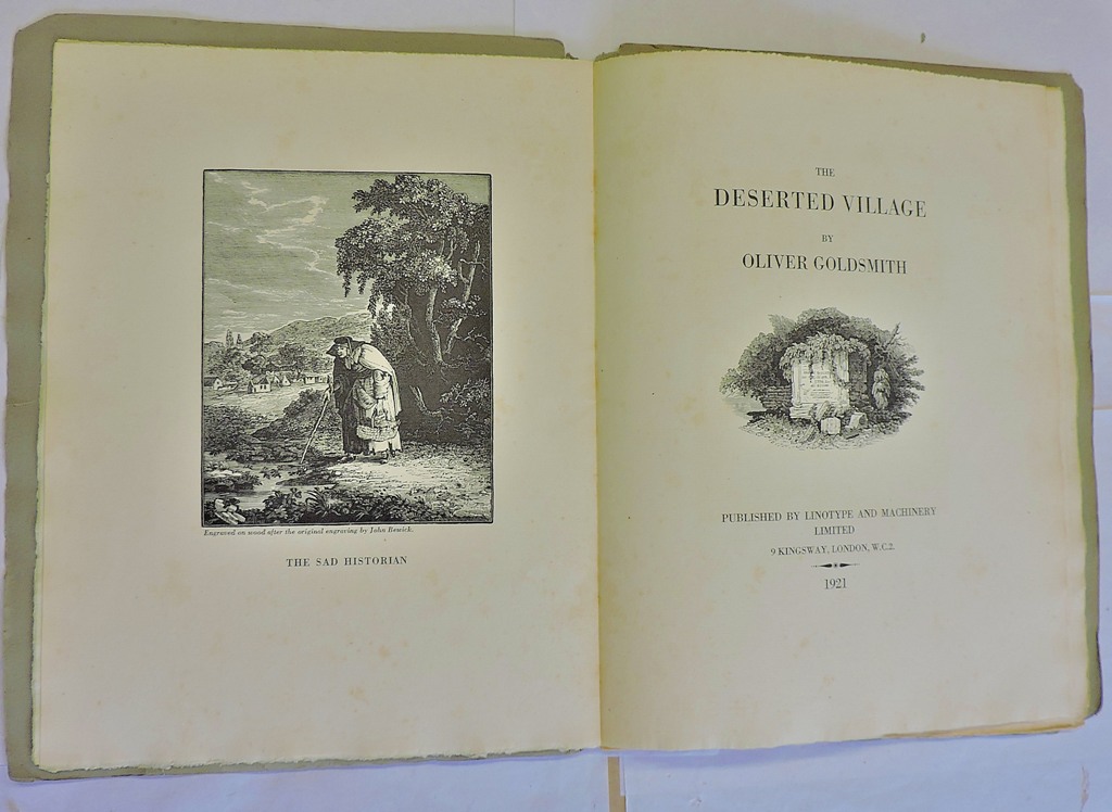The Deserted Village - by Oliver Goldsmith-Published by Linotype and machinery Ltd,(1921)-some