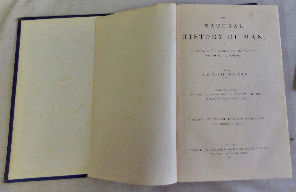 National History of Man by J.G.Wood M.A F.L.S. 1870 illustrated hard back