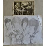 The Beatles!-A clever cartoon of the 4 Mop-Tops in pencil, a little tidying up and this would look