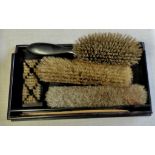 A hall way - Brush set of (4) in wooden tray